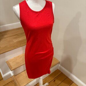 BTFBM Bright Red Ruched Body Con Mini Rank Dress Size Small